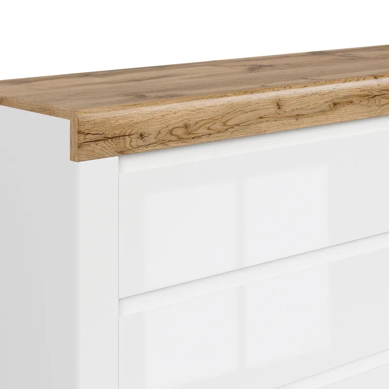 Buffet 3 tiroirs 1 porte Hella Blanc et Bois