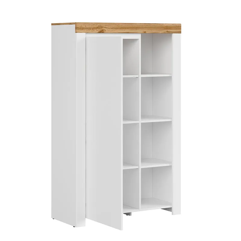 Bibliothèque 1 porte Hella Blanc et Bois