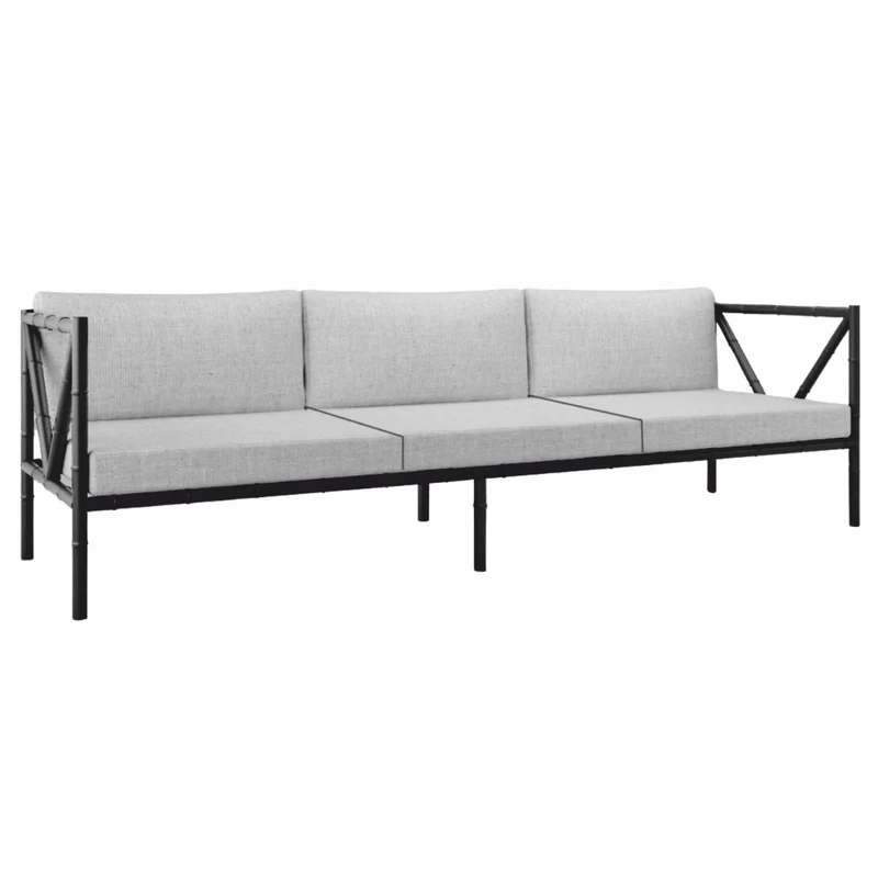 Casa Padrino Luxus Schmiedeeisen Sofa Schwarz / Grau 280 cm - Hotel & Garten Sofa