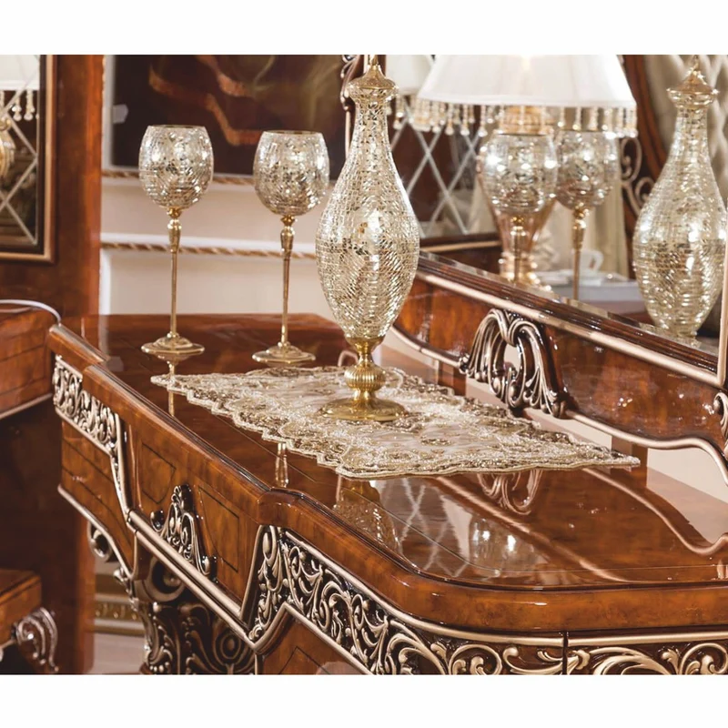 Casa Padrino Luxus Barock Schminkkommoden Set Braun / Bronze / Gold - Barock Möbel