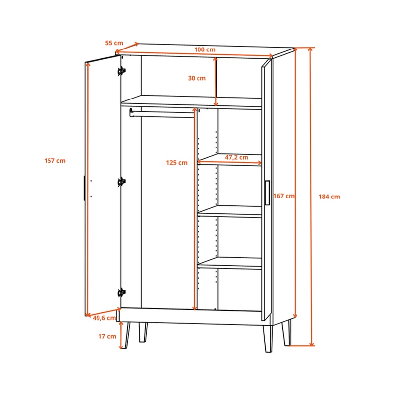 Armoire 2 portes Denver - Blanc