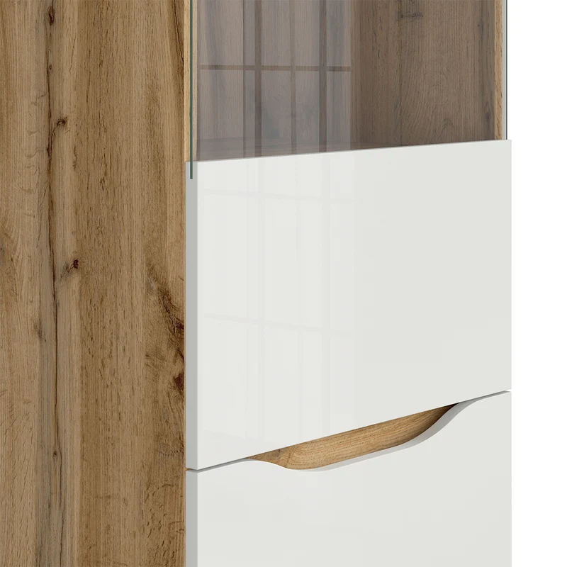 Vitrine 1 porte June Blanc et Bois