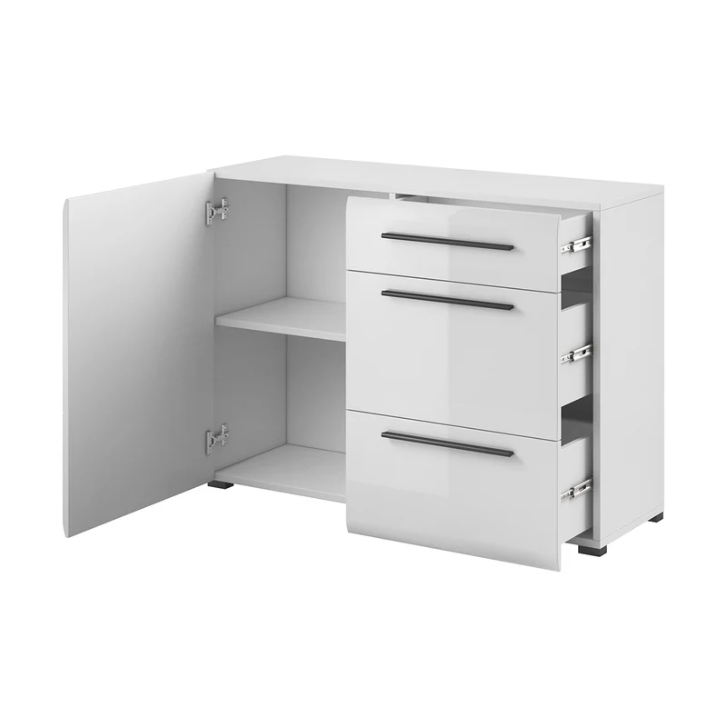 Buffet 1 porte 3 tiroirs Louis Blanc