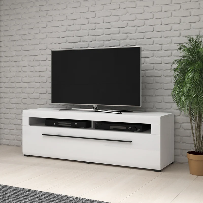 Meuble TV 1 tiroir 160 cm Louis Blanc