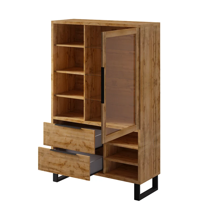 Vaisselier 1 porte 2 tiroirs Eden Bois et Metal