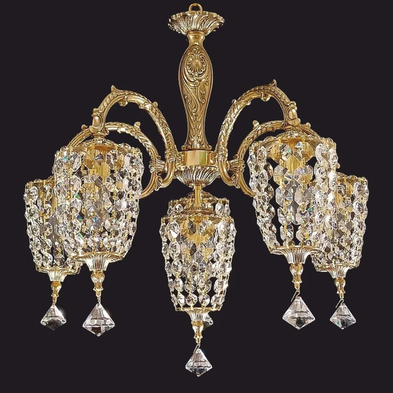 Casa Padrino Luxus Barock Kristallglas Kronleuchter Gold Ø 60 x H. 60 cm