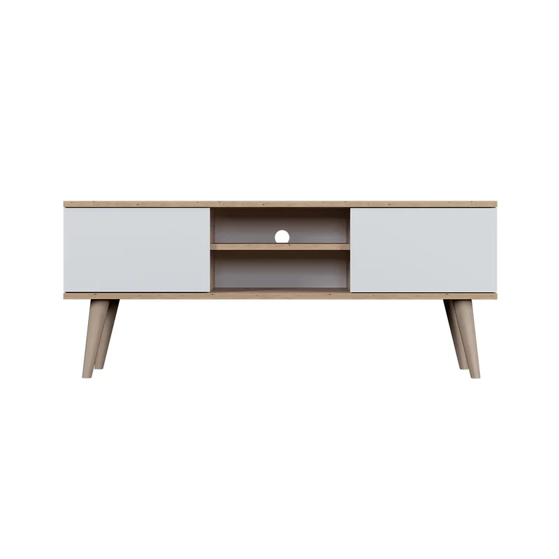 Meuble TV 120 cm Toronto - Blanc et bois