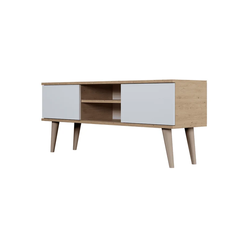 Meuble TV 120 cm Toronto - Blanc et bois