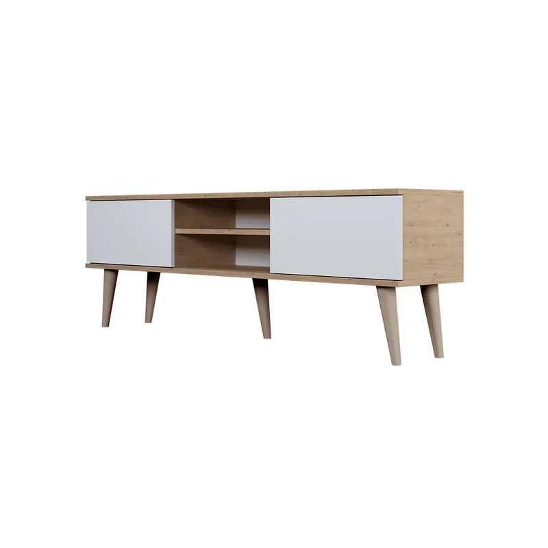 Meuble TV 160 cm Toronto - Blanc et bois