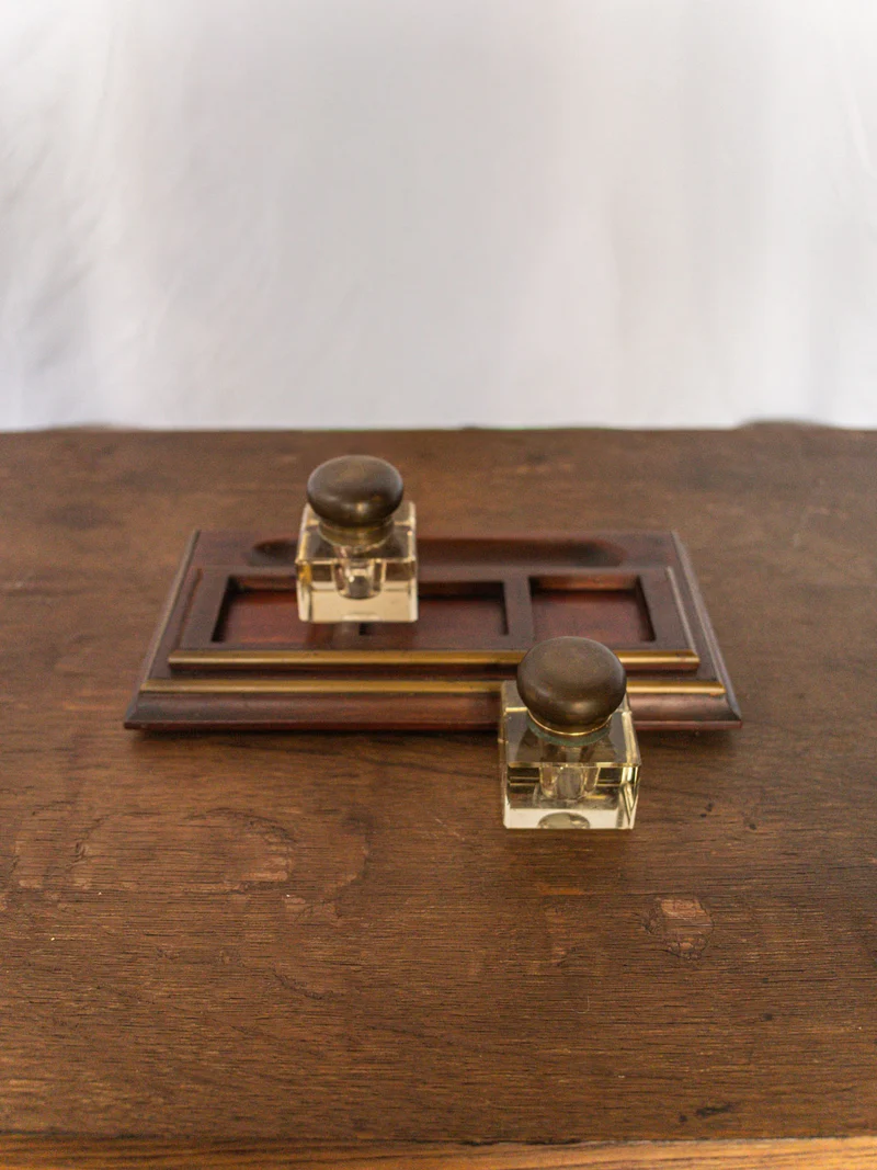 Alix, l'encrier double en bois N°548