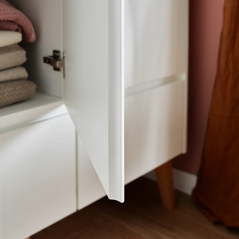 Armoire 3 portes 2 tiroirs Pinio Swing - Blanc et bois