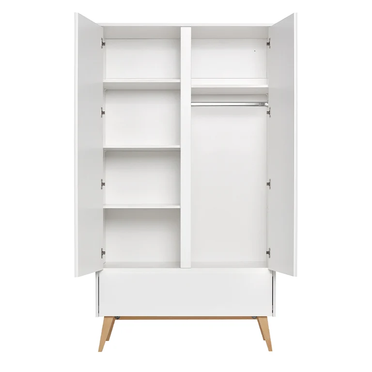 Armoire 2 portes 1 tiroir Pinio Swing - Blanc et bois