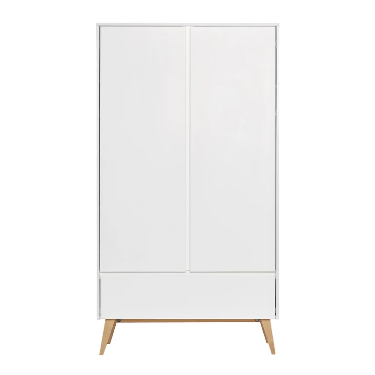 Armoire 2 portes 1 tiroir Pinio Swing - Blanc et bois