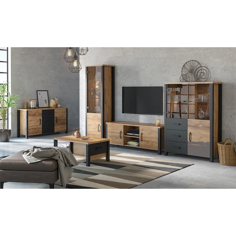 Vitrine 2 portes Lyam Bois et Noir