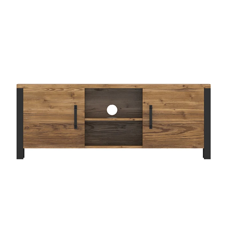Meuble TV 2 portes 147 cm Lyam Bois et Noir