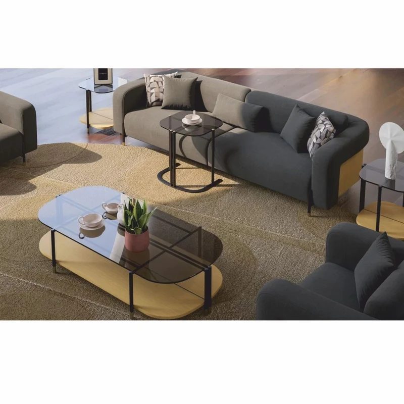 Casa Padrino Luxus Wohzimmer & Hotel Sofa Grau / Naturfarben / Messing 250 cm - Luxus Möbel