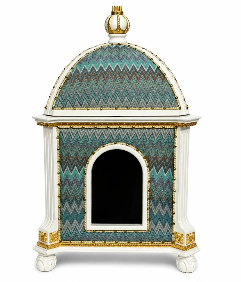 Pompöös by Casa Padrino Barock Katzenhaus Grün / Weiß / Gold - designed by Harald Glööckler