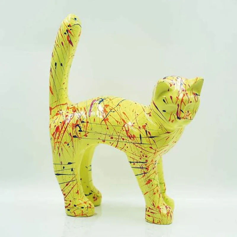 Casa Padrino Deko Figur Katze H. 32 cm - Verschiedene Farben - Deko Skulptur