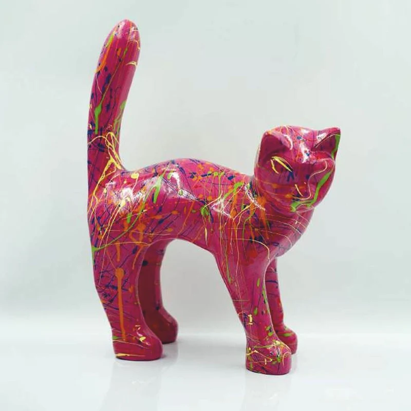Casa Padrino Deko Figur Katze H. 32 cm - Verschiedene Farben - Deko Skulptur