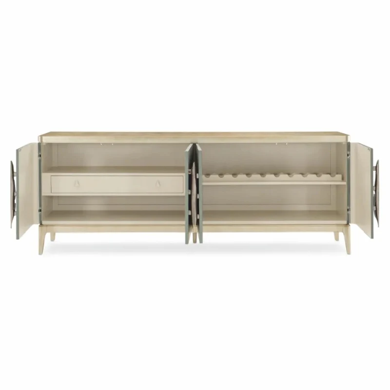 Casa Padrino Luxus Sideboard Graublau / Gold 229 cm - Luxus Hotel Möbel