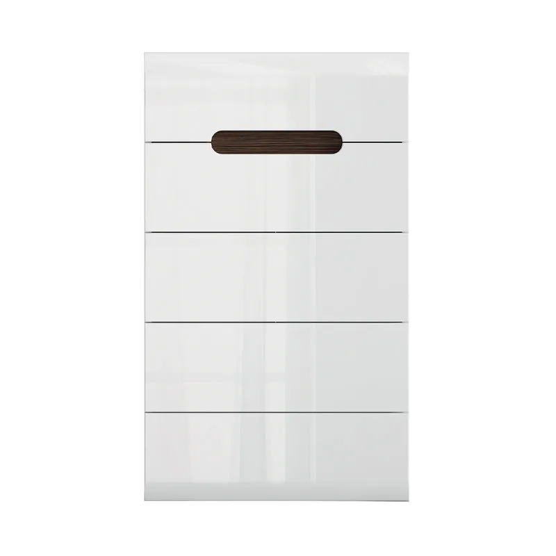 Chiffonnier 5 tiroirs Darrel Blanc laqué et Bois