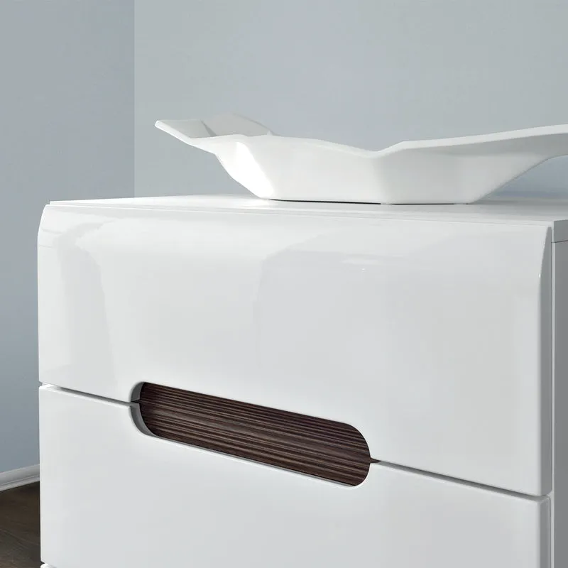 Chiffonnier 5 tiroirs Darrel Blanc laqué et Bois