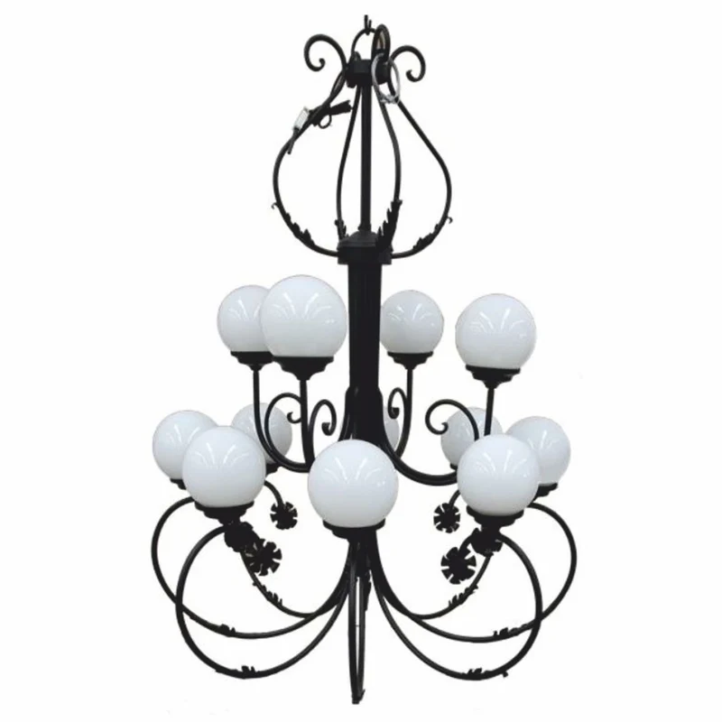 Casa Padrino Luxus Barock Schmiedeeisen Kronleuchter Schwarz / Weiß Ø 110 x H. 155 cm
