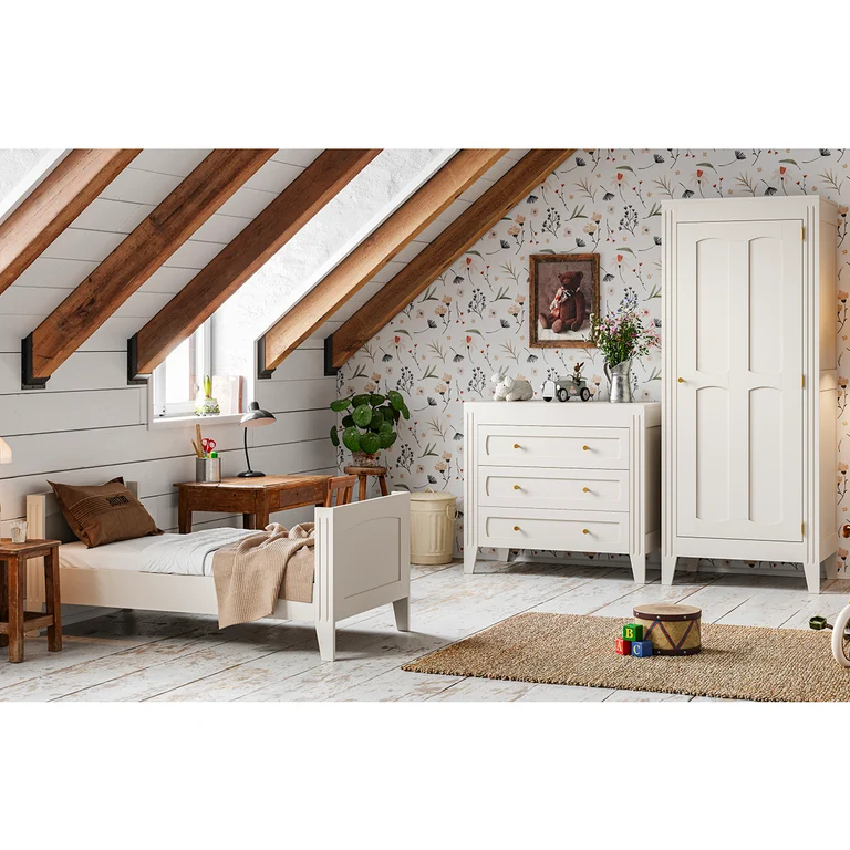 Lit bébé évolutif et commode 3 tiroirs Vox Milenne Blanc