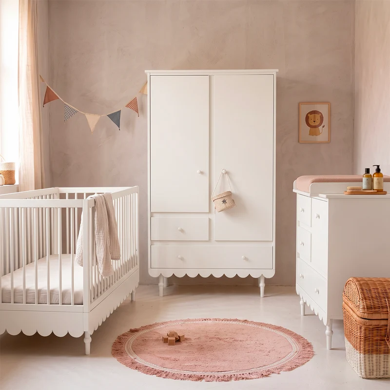 Lit évolutif 70x140 et commode 3 tiroirs Wood Luck Babushka Blanc