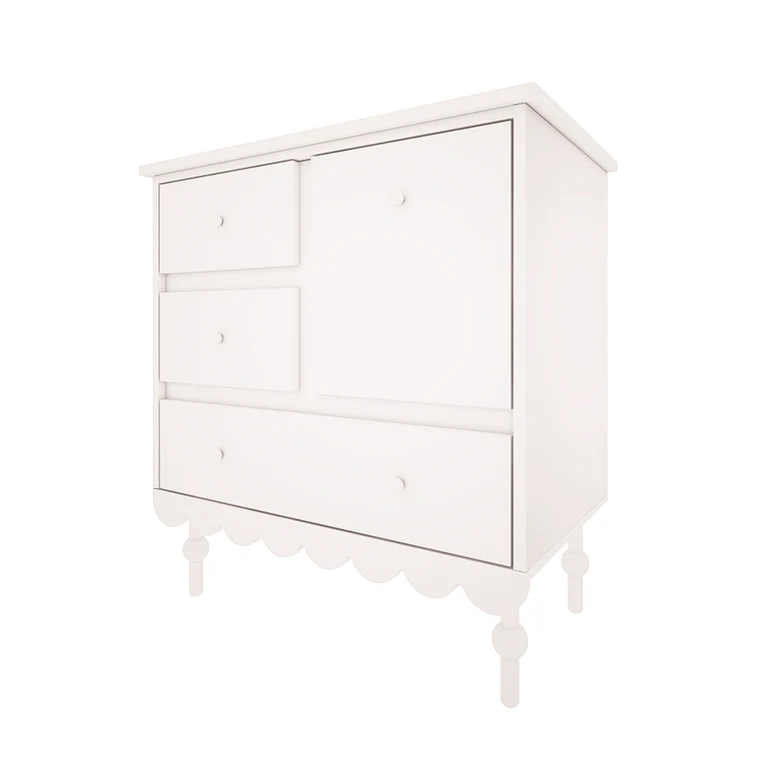 Commode 3 tiroirs et armoire 2 portes Wood Luck Babushka Blanc