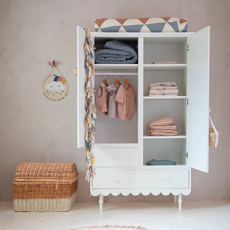 Commode 3 tiroirs et armoire 2 portes Wood Luck Babushka Blanc