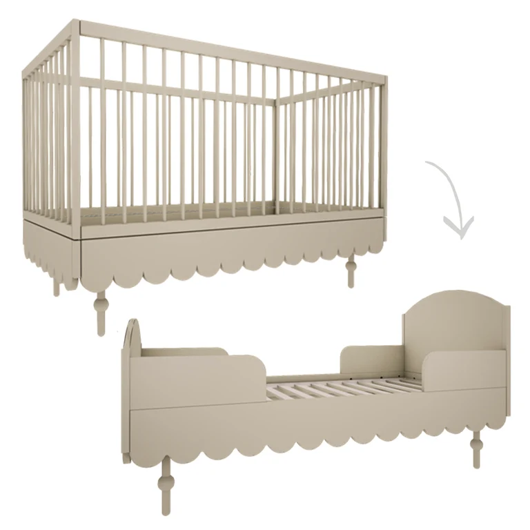 Lit évolutif 70x140 et commode 3 tiroirs Wood Luck Babushka Olive