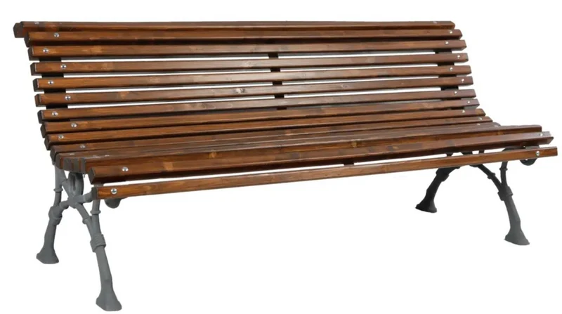 Casa Padrino Parkbank - Stadtbank mit Rückenlehne Dunkelbraun / Grau 180 cm - Garten Möbel