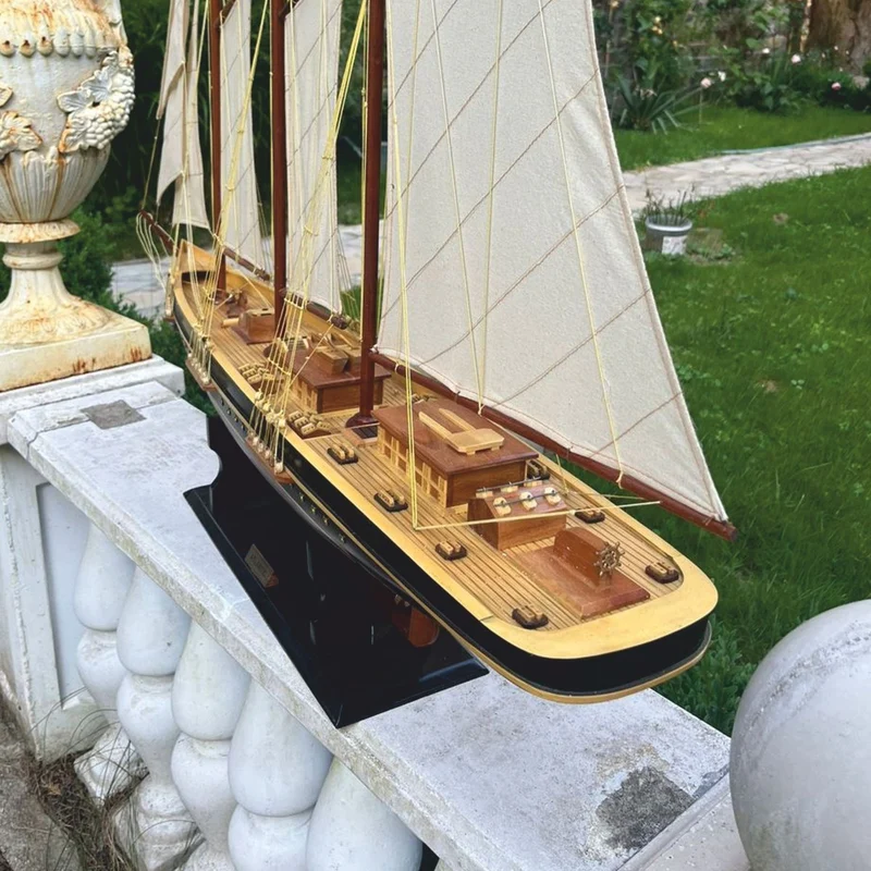 Casa Padrino Deko Segelschiff Atlantic Braun / Schwarz / Naturfarben 114 cm