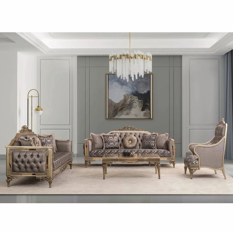 Casa Padrino Luxus Barockstil Wohnzimmer Möbel Set Grau / Gold - Barock Möbel