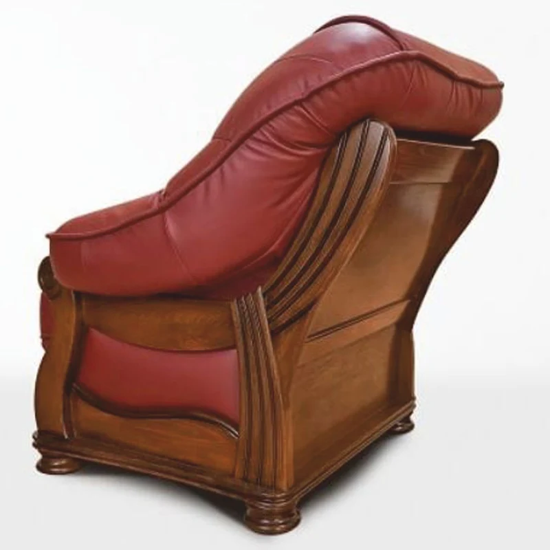 Casa Padrino Luxus Barock Leder Sessel Bordeauxrot / Braun - Barock Möbel