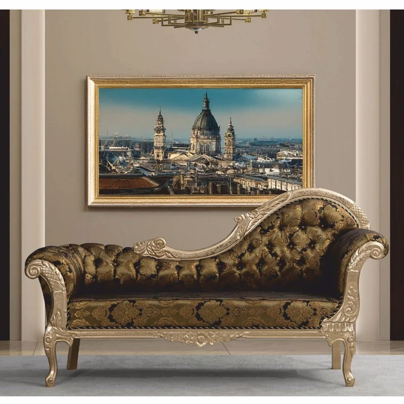 Casa Padrino Luxus Barock Sofa Rechte Seite Gold / Schwarz / Silber 210 cm - Barock Möbel