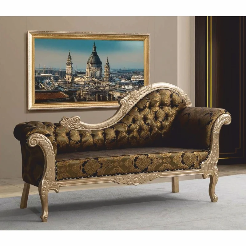 Casa Padrino Luxus Barock Sofa Rechte Seite Gold / Schwarz / Silber 210 cm - Barock Möbel