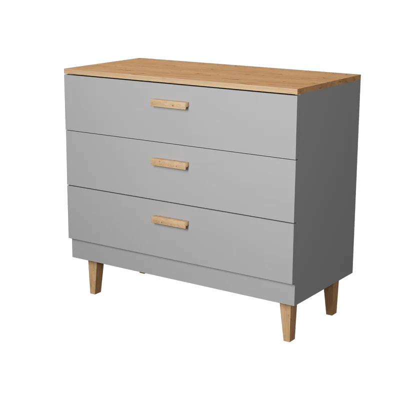 Commode 3 tiroirs Denver - Gris
