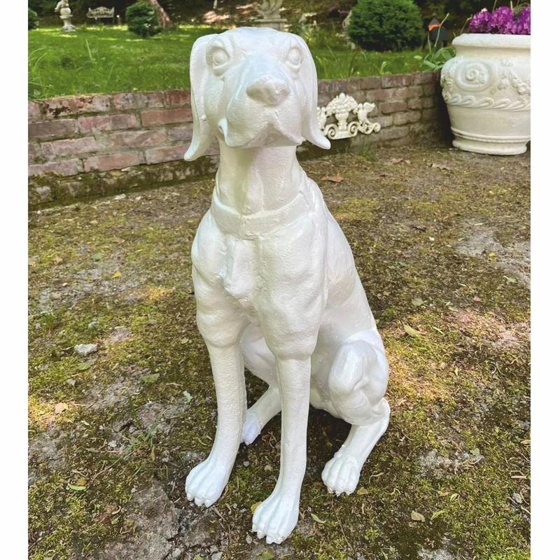 Casa Padrino Deko Bronze Skulptur Hund Weiß H. 70 cm - Garten Deko