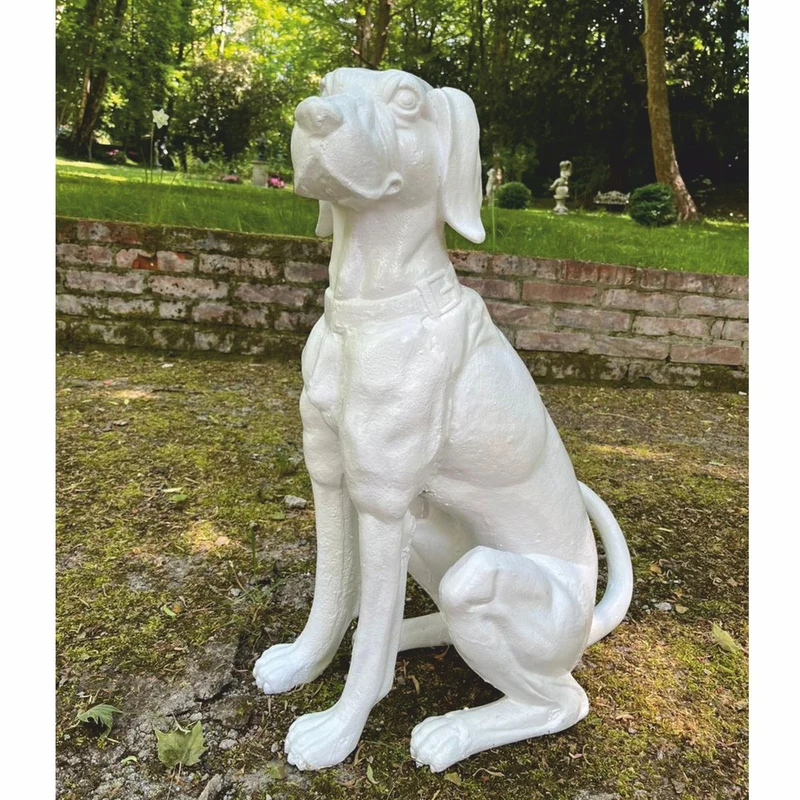 Casa Padrino Deko Bronze Skulptur Hund Weiß H. 70 cm - Garten Deko