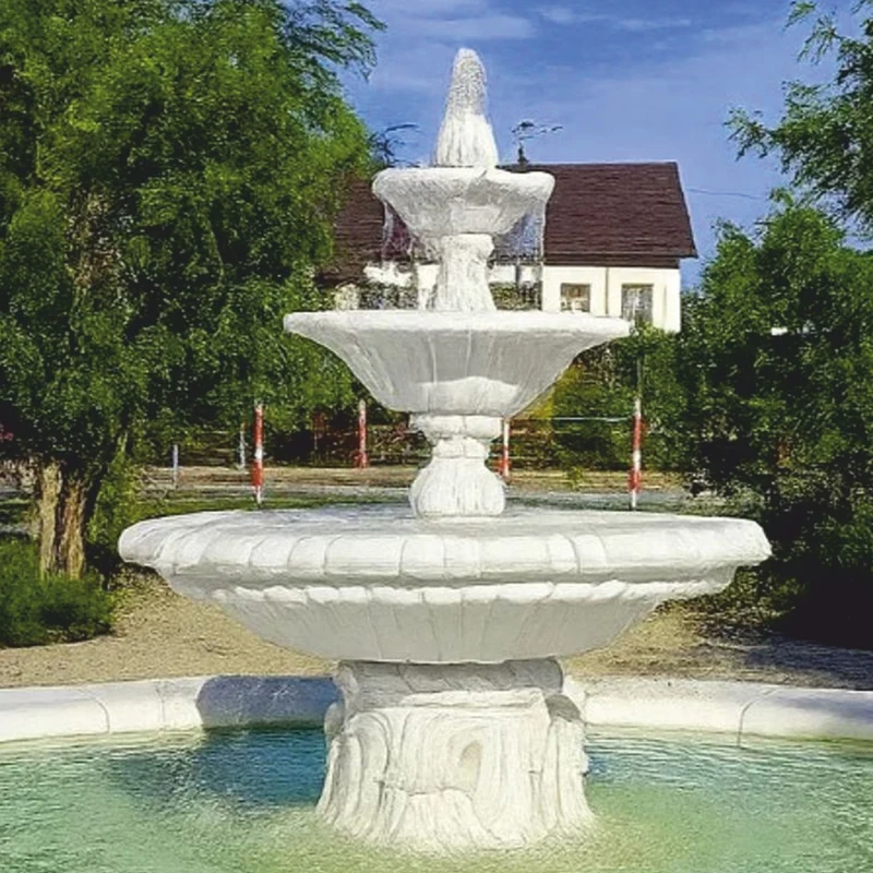 Casa Padrino Barock Springbrunnen Weiß Ø 145 x H. 180 cm - Garten Deko Brunnen