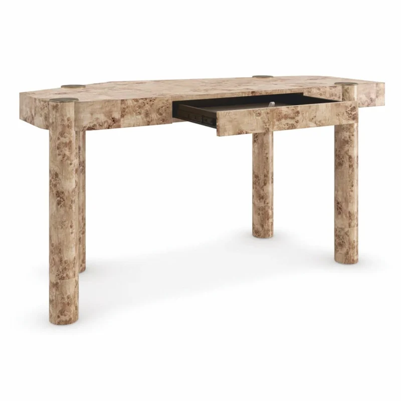 Casa Padrino Luxus Schreibtisch mit Schublade Vogelaugenahorn 155 cm - Büro Möbel