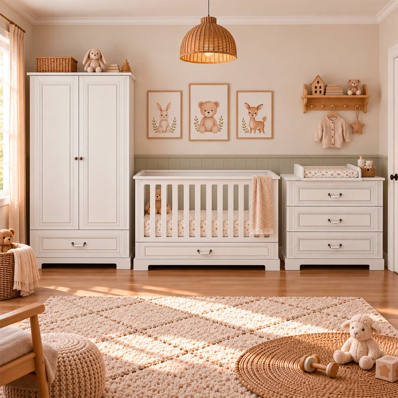Commode 3 tiroirs et armoire 2 portes Bellamy Ines Blanc