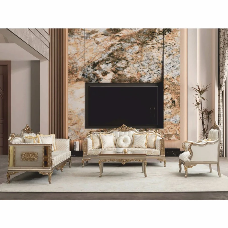 Casa Padrino Luxus Barock Sessel Creme / Grau / Gold H. 120 cm - Barock Möbel