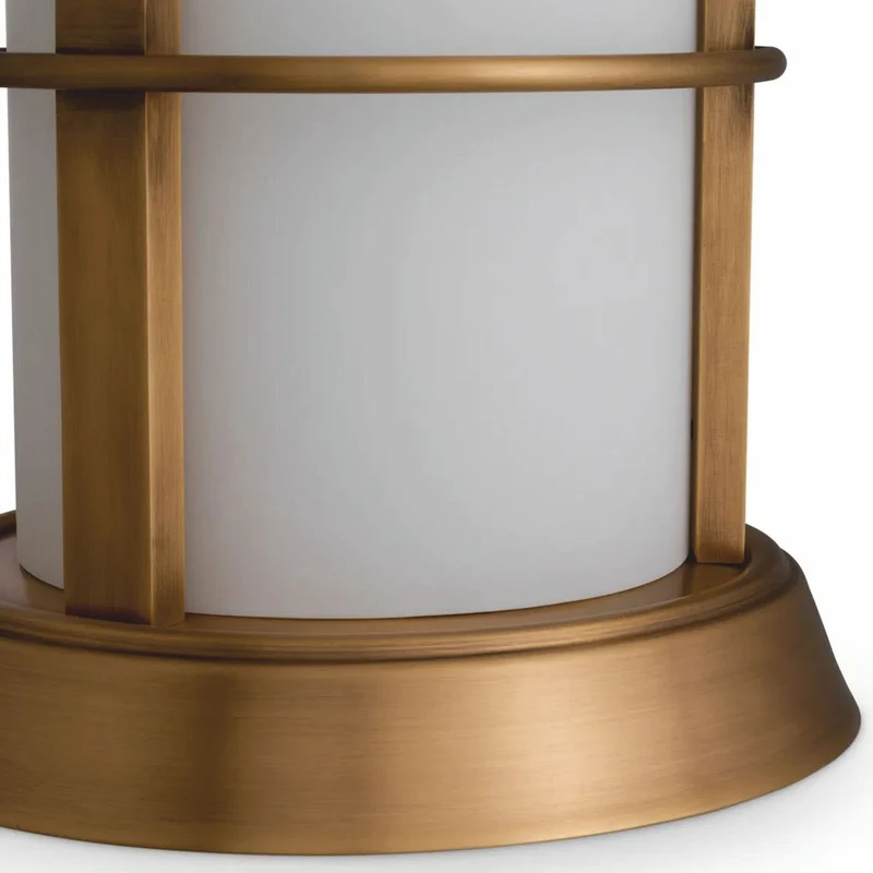 Casa Padrino Luxus LED Außentischleuchte Antik Messing / Weiß Ø 29 x H. 60 cm