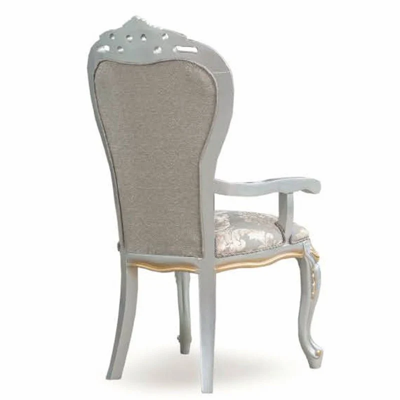 Casa Padrino Luxus Barock Esszimmer Stuhl mit Armlehnen Grau / Silber / Gold - Barock Möbel