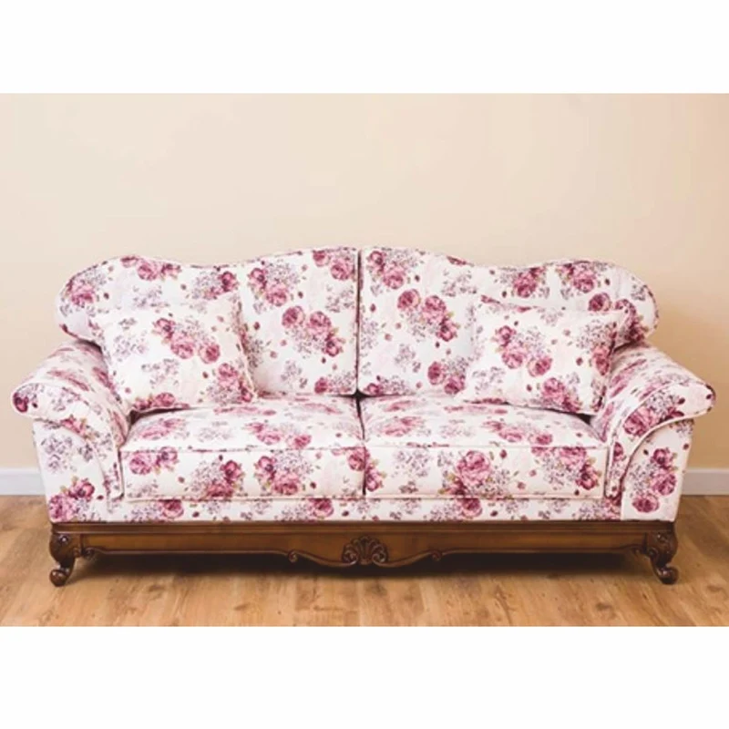 Casa Padrino Luxus Barock Sofa Weiß / Pink / Braun 210 cm - Barock Wohnzimmer Möbel