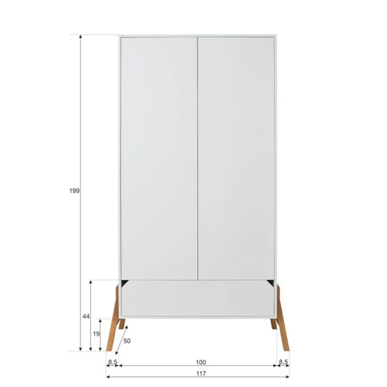 Armoire 2 portes 1 tiroir Bellamy Lotta Blanc