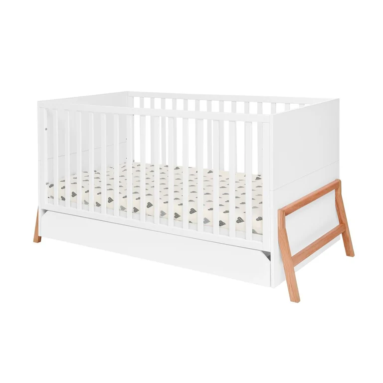Lit évolutif 70x140 et commode 3 tiroirs Bellamy Lotta Blanc